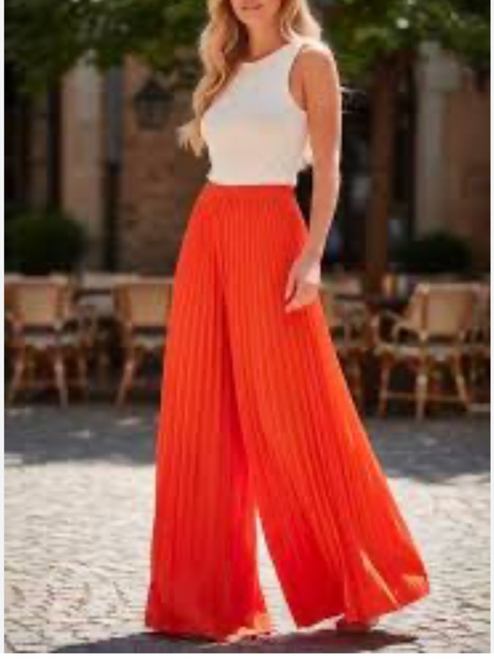 NWT Wide leg pleated palazzo pants coral orange size S
